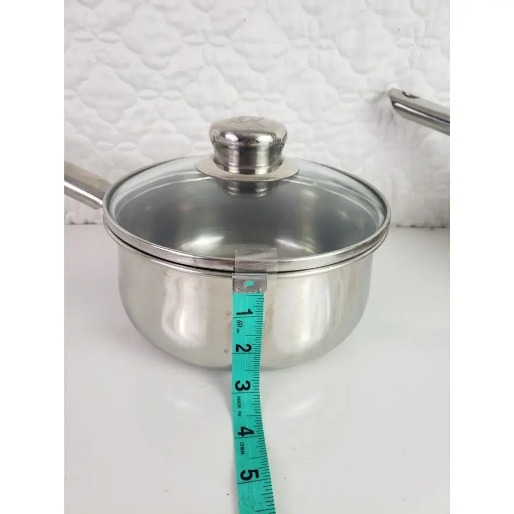 Revere Ware SX 01K Copper Bottom 1.5/ 2.5 Qt. Stainless Sauce Pan Lid Lot of 2